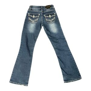 Girls Shyanne Western Flare Jeans, Embellished back pocket, Midrise, Bootcut